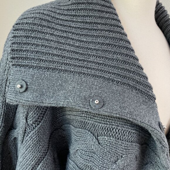 NEW $129 Talbots Womens XL Gray Cable Knit Jacket Cardigan Snap Button Up - Picture 9 of 14